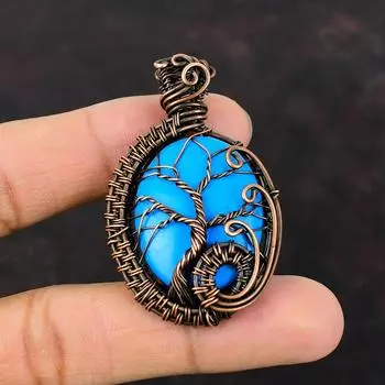 Tree Of Life Sleeping Beauty Turquoise Pendant Copper Wire Wrapped Pendant Handmade Pendant Copper Jewelry For Gift Natural Gemstone Pendant