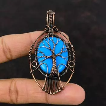 Tree Of Life Sleeping Beauty Turquoise Pendant Copper Wire Wrapped Pendant Handmade Copper Wire Wrap Jewelry Real Gemstone Pendant For Gifts