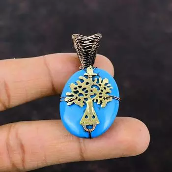 Tree Of Life Sleeping Beauty Turquoise Pendant Copper Wire Wrapped Gemstone Pendant Beautiful Copper Jewelry Handmade Wire Jewelry For Gift