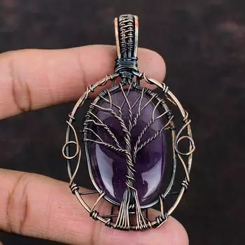 Tree Of Life Star Amethyst Copper Pendant Copper Wire Wrapped Gemstone Pendant Copper Designer Jewelry Gift For Her Amethyst Wire Jewelry