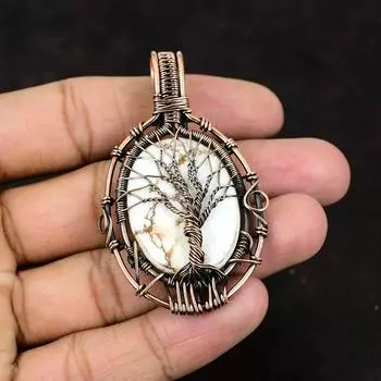 Tree Of Life Wild Horse Magnesite Pendant Gemstone Copper Wire Wrapped Pendant Handmade Pendant Wild Horse Magnesite Jewelry Gift For Mother