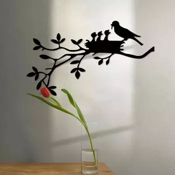 Tree On Branches Birdhouse Iron Indoor Outdoor Crafts, Interior Decoration, Great for Bedroom, Outdoor Wall Decoration