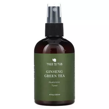 Tree To Tub, увлажняющий тоник-спрей для лица без спирта, гамамелис, розовая вода, зеленый чай, для сухой и чувствительной кожи, 4 жидких унции (120 мл)