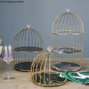 Трехъярусный поднос для фруктов, подставка для торта из мраморного металла, декоративная полка для десертов и чаепития, многослойная стеклянная тарелка, витрина для закусок