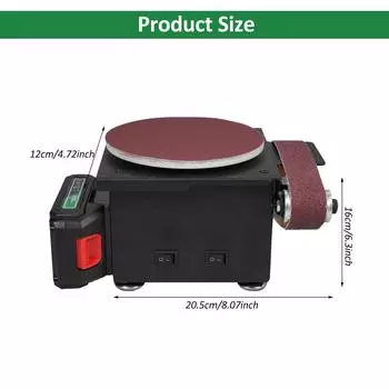 Трехцелевой электрический миниатюрный шлифовально-полировальный станок с литиевой батареей 6000WA, 6-дюймовый песок чёрный