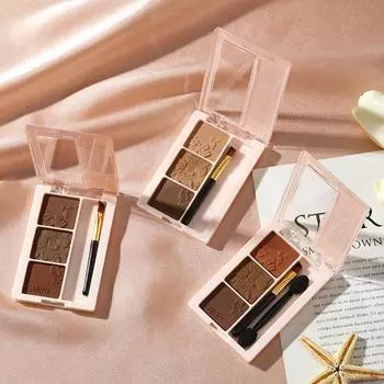 Трехцветная натуральная микромоделирующая пудра для бровей Bear. Легко наносимая, водостойкая и несмываемая натуральная пудра для бровей. 01#