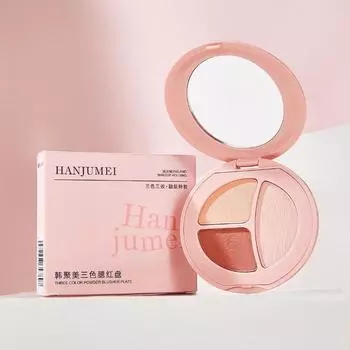 Трехцветная пластина для румян, пластина для многоцелевого использования нюдового макияжа, матовая, расширяющая цвет, подчеркивающая естественную трехмерную красоту 1pcs