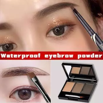 Трехцветная пудра для бровей, долговечная водостойкая неотбеливающая натуральная трехмерная многофункциональная подставка для теней для век, студенческая косметика 3#