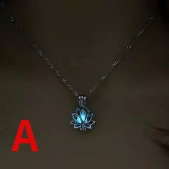 Трехцветное ретро светящееся ожерелье с подвеской из лунного камня, женское украшение, длинная цепочка, лотос, Будда, подарок, аксессуары для женщин A