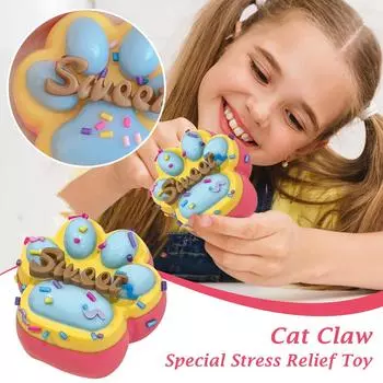 Трехцветные радужные кошачьи коготки Pinch Cat Claws Новая уникальная декомпрессионная игрушка Грязевой липкий мешок One Size