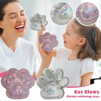 Трехцветные радужные кошачьи коготки Pinch Cat Claws Новая уникальная декомпрессионная игрушка Грязевой липкий мешок One Size