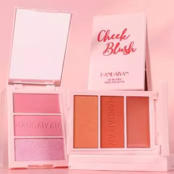 Трехцветные румяна «все в одном», многофункциональные яркие тени для век, контурный лоток, матовый перламутровый макияж для лица 01#