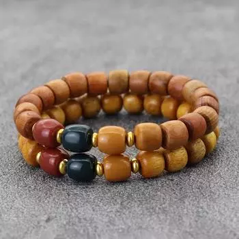 Трехцветный агат деревянные бусины браслеты для мужчин и женщин винтажные бусины в форме бочонка изысканные изделия буддийские бусины молитвенные наручные аксессуары светло-коричневого