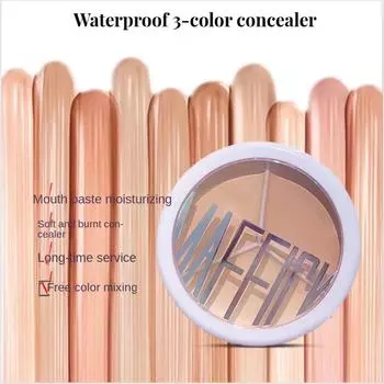 Трехцветный консилер, длительный, осветляющий, питательный, маскирует темные пятна, темные круги, водонепроницаемый, устойчив к поту, натуральный, длительный контроль жирности. 3 Color Concealer