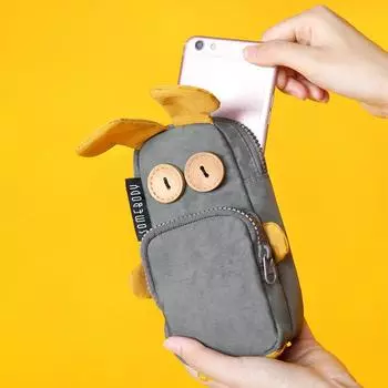 Трехцветный пенал с нашивками, креативный, забавный, кролик, нейтральный пенал, большая вместимость, коробка для канцелярских принадлежностей серый