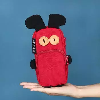 Трехцветный пенал с нашивками, креативный, забавный, кролик, нейтральный пенал, большая вместимость, коробка для канцелярских принадлежностей красный