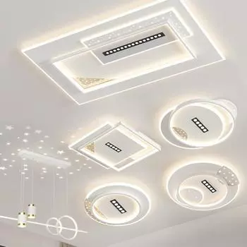 Трехцветный потолочный светильник с затемнением для спальни, гостиной, столовой, современный квадратный круглый потолочный светильник 110 В 220 В Three-color Dimming