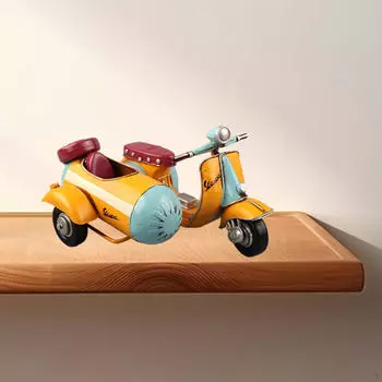 Трехколесный мотоцикл Модель Железный Арт Трехколесный Велосипед Украшения Боковая часть автомобиля Украшение Ретро Дизайн для жёлтый