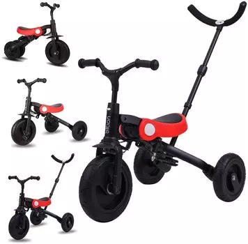 Трехколесный велосипед HZDMJ 3 в 1, складывающийся, легко трансформируется, легко включает в себя легкий вес и подходит для улицы и помещения, может использоваться в течение длительного времени от 2 до 6 лет красный