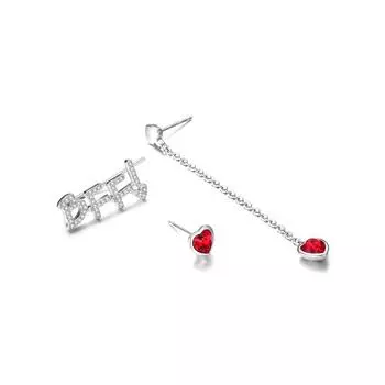 Трехкомпонентные асимметричные серьги Love из стерлингового серебра S925 с буквой Bffl