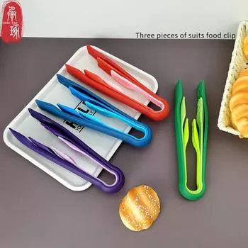 Трехкомпонентные красочные пластиковые зажимы для еды, нескользящие зажимы для хлеба, набор щипцов для салата и торта, зажимы для еды 14.8*4cm зелёный