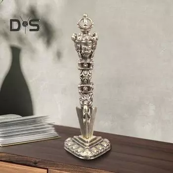 Трехликий латунный пестик Ваджра, резная буддийская статуэтка с пестиком Пхурба, металлическая статуэтка, украшение для домашнего офиса, рабочего стола, орнамент 1pc