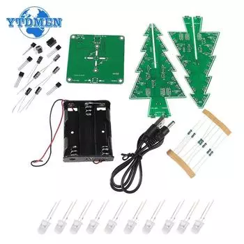 Трехмерная 3D-елка своими руками, светодиодная 3 цвета, красный/зеленый/желтый, 7 цветов, комплект светодиодных вспышек, рождественский подарок 3-Color