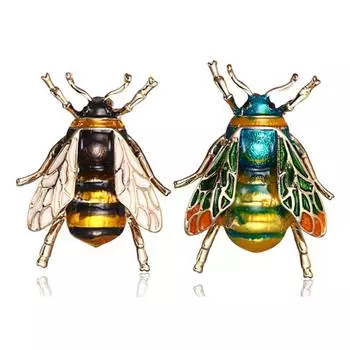 Трехмерная брошь в виде пчелы из сплава с эмалью и бриллиантами, женская брошь-булавка, аксессуары жёлтый