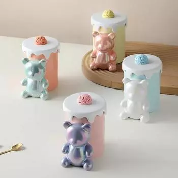 Трехмерная керамическая кружка с медведем Большая емкость Керамическая мультяшная керамическая чашка для завтрака Молочная чашка Подарочные чашки Кружки Кофейные чашки 360ml розовый