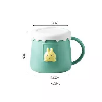 Трехмерная кружка с изображением животных Kawaii Чашки для кофе Термокружка для переноски Керамика и керамика Оригинальные чашки для завтрака Кружки Go 425ml