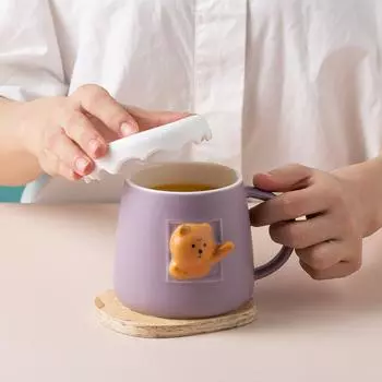 Трехмерная кружка с изображением животных Kawaii Чашки для кофе Термокружка для переноски Керамика и керамика Оригинальные чашки для завтрака Кружки Go 425ml