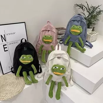 Трехмерная кукла-лягушка, рюкзаки для женщин, рюкзак-оксфорд, мужской рюкзак, сумка на плечо для девочек-подростков, школьная сумка Mochila Bolsa бежевый