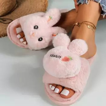 Трехмерная любовь однополосный зимние новые женские тапочки мягкий каблук платформа теплые домашние удобные пушистые домашние тапочки 36-37( insole 23cm) белый