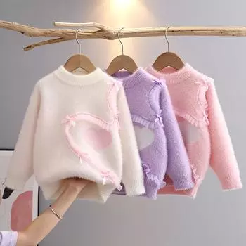 Трехмерная любовь вязаные свитера для девочек пуловер куртка осень-зима одежда для маленьких девочек корейская детская одежда 3-10 лет 150 бежевый