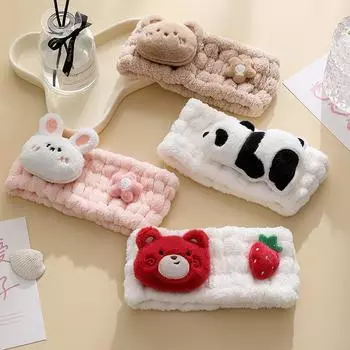 Трехмерная повязка на голову с изображением куклы, повязка на голову для мытья лица, повязка на голову для девочек, для снятия макияжа, чехол для волос, коралловый бархатный платок