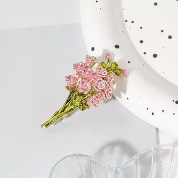 Трехмерная розовая модная эмалированная картина маслом букет роз брошь свежий пасторальный стиль темперамент и аксессуары для корсажа розовый