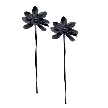 Трехмерная сетка Цветок Женский дизайн Чувство Нерегулярная лента Лист Грудь Цветок Пара One Size чёрный