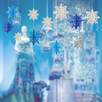 трехмерная снежинка, подвесная веревка с полой бумагой на Рождество, Новый год, вечеринка, домашнее кафе, витрина, подвесные украшения, декор золотой