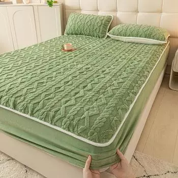 Трехмерная жаккардовая простыня из тафты, приятный для кожи наматрасник из матового молочного бархата, теплое покрывало на кровать 120cmx200cm