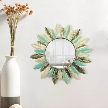 Трехмерное косметическое зеркало с перьями для гостиной, настенное декоративное зеркало, железное настенное подвесное зеркало