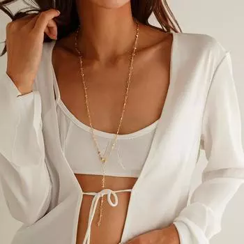 Трехмерное металлическое ожерелье-ключица Fresh Daisy в форме буквы Y 6607 золотой