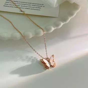 Трехмерное ожерелье с бабочками, изысканный и сладкий темперамент, легкая роскошь и ощущение высокого класса, цепочка на ключицу, нишевый дизайн