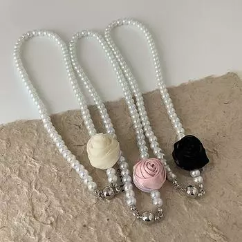 Трехмерное ожерелье с цветочным магнитом и жемчугом, женский нишевый дизайн, французский ретро, универсальный темперамент, модная цепочка на шею, цепочка на ключицу