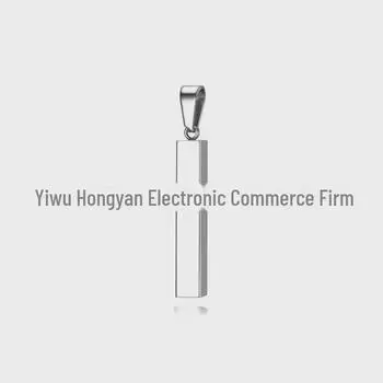 Трехмерное ожерелье с подвеской в виде куба из титановой стали Single pendant 30x5x5mm серебряный