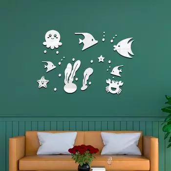 Трехмерные 3D наклейки на стену для гостиной и спальни, самоклеящиеся настенные украшения, животные, акриловые наклейки на стену, живопись JM369-Silver