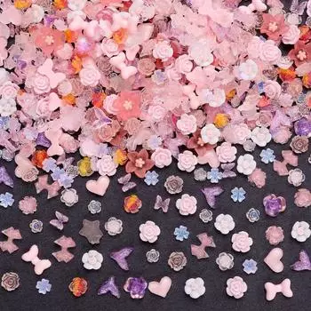 Трехмерные цветы, ювелирные украшения для нейл-арта, милый нейл-арт, дофаминовые украшения, смешанный набор материалов для нейл-арта, смоляная безделушка