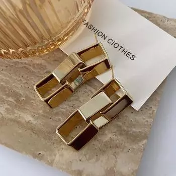 Трехмерные квадратные полые серьги-гвоздики, популярные серьги, длинные серьги, легкая роскошь, преувеличенные серьги высокого класса.