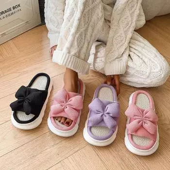 Трехмерные льняные тапочки для дома с нескользящим дезодорирующим эффектом 42-43