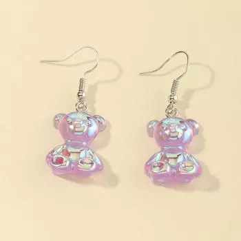 Трехмерные серьги-гвоздики «Сладкая и милая симфония» с медведем, зажимы для ушей