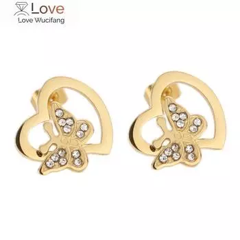 Трехмерные серьги с инкрустацией в виде бабочки из циркония с кристаллами от австрийской ювелирной компании Sweet Temperament, подходящие женщинам